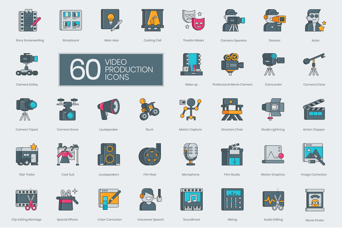 1160x773 Video Production Icons