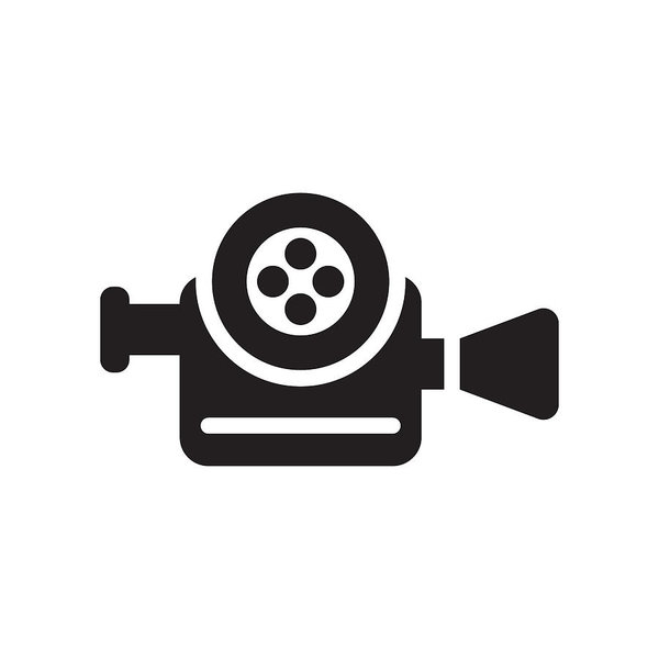 600x600 Cinema Reel Video Camera Icon Vector Sign And Symbol Isolated
