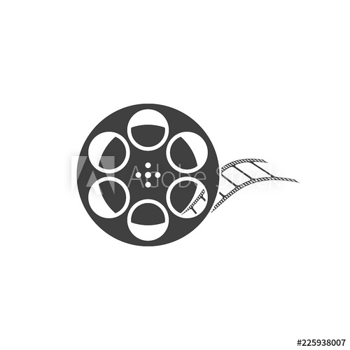 500x500 Film Reel Icon Vector Abstract Sign Video Tape Flat Design