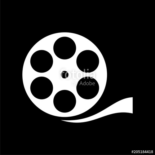 500x500 Film Reel Icon, The Video Icon, Movie Symbol On Dark Background