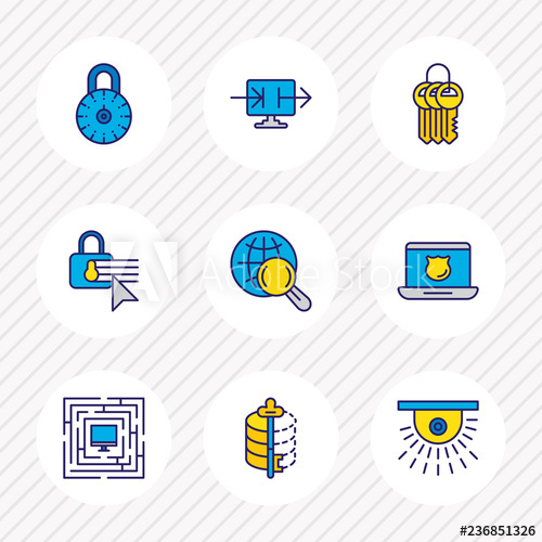 500x500 Vector Illustration Of Security Icons Colored Line Editable Set