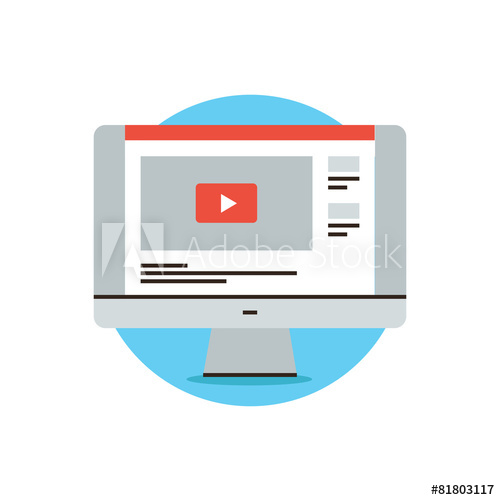 500x500 Video Sharing Website Flat Line Icon Concept