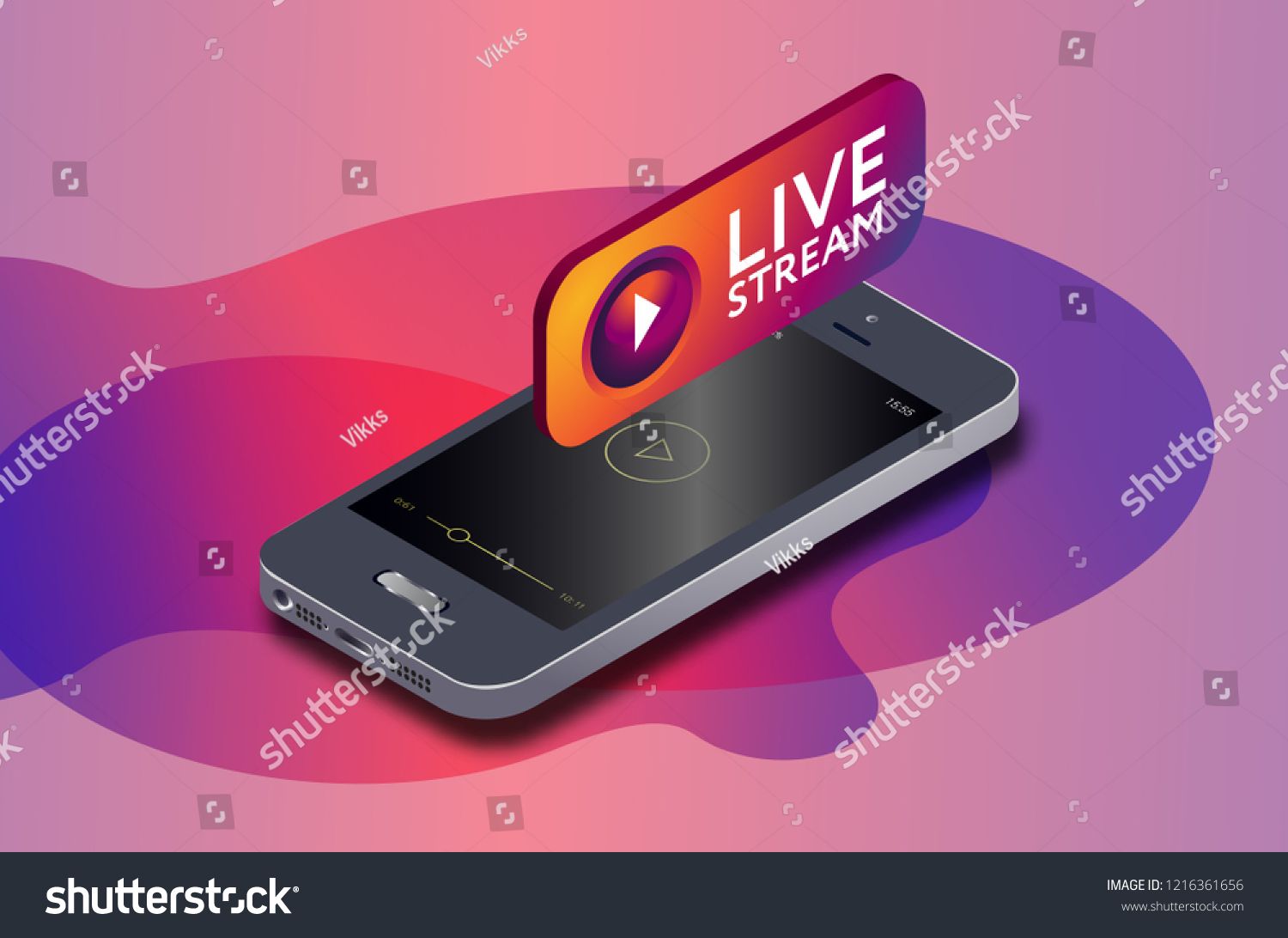 Isometric Mobile Phone And Instagram Live Video Stream Icon Ig 1500x1092 Isometric Mobile Phone And Instagram Live Video Stream Icon Ig
