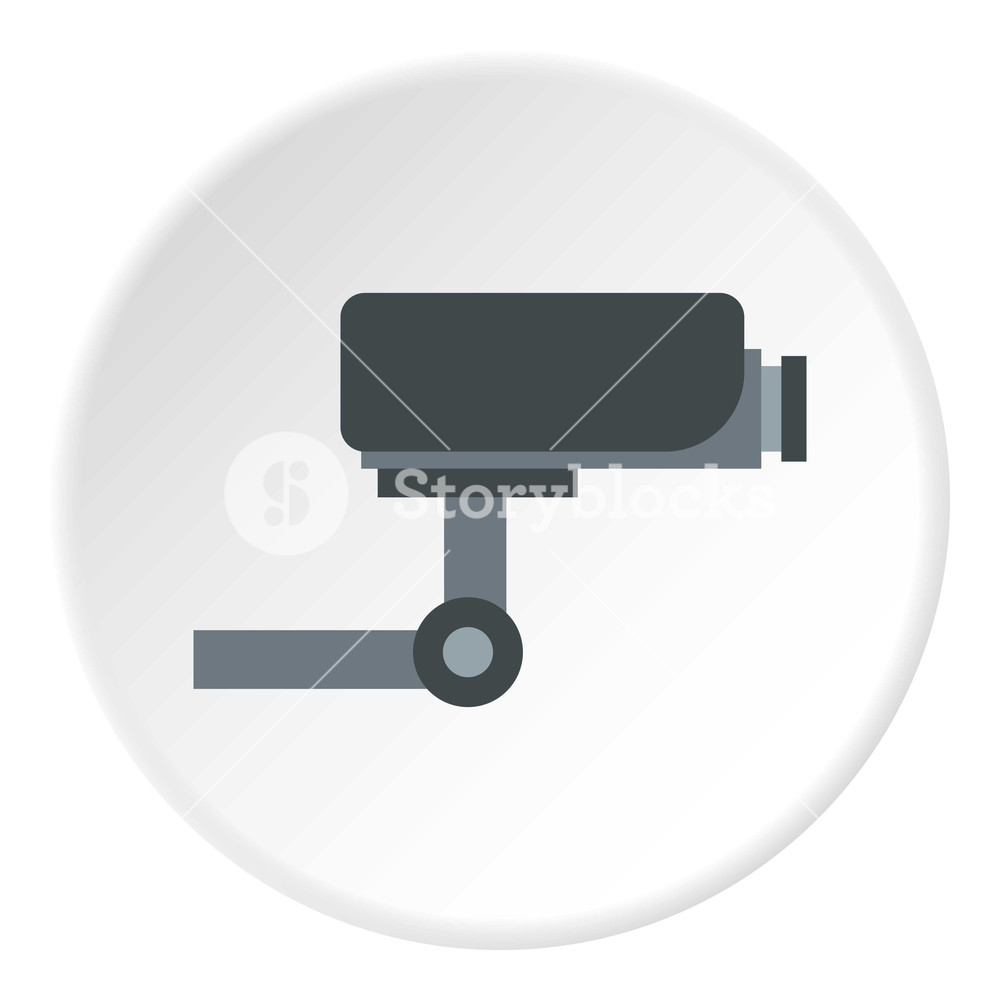 1000x1000 Surveillance Camera Icon In Flat Circle Isolated Vector