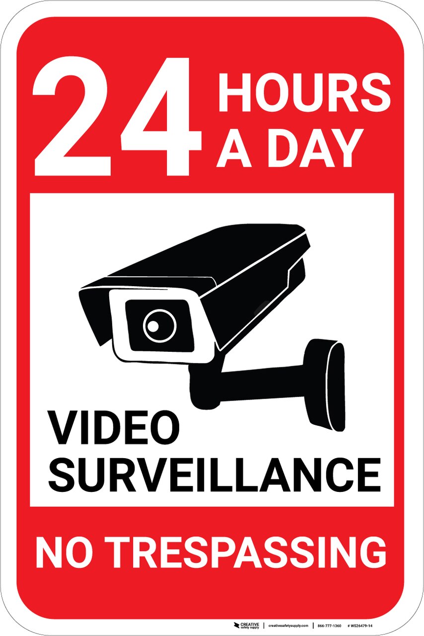 Video Surveillance Hours No Trespassing With Icon Portrait 854x1280 Video Surveillance Hours No Trespassing With Icon Portrait