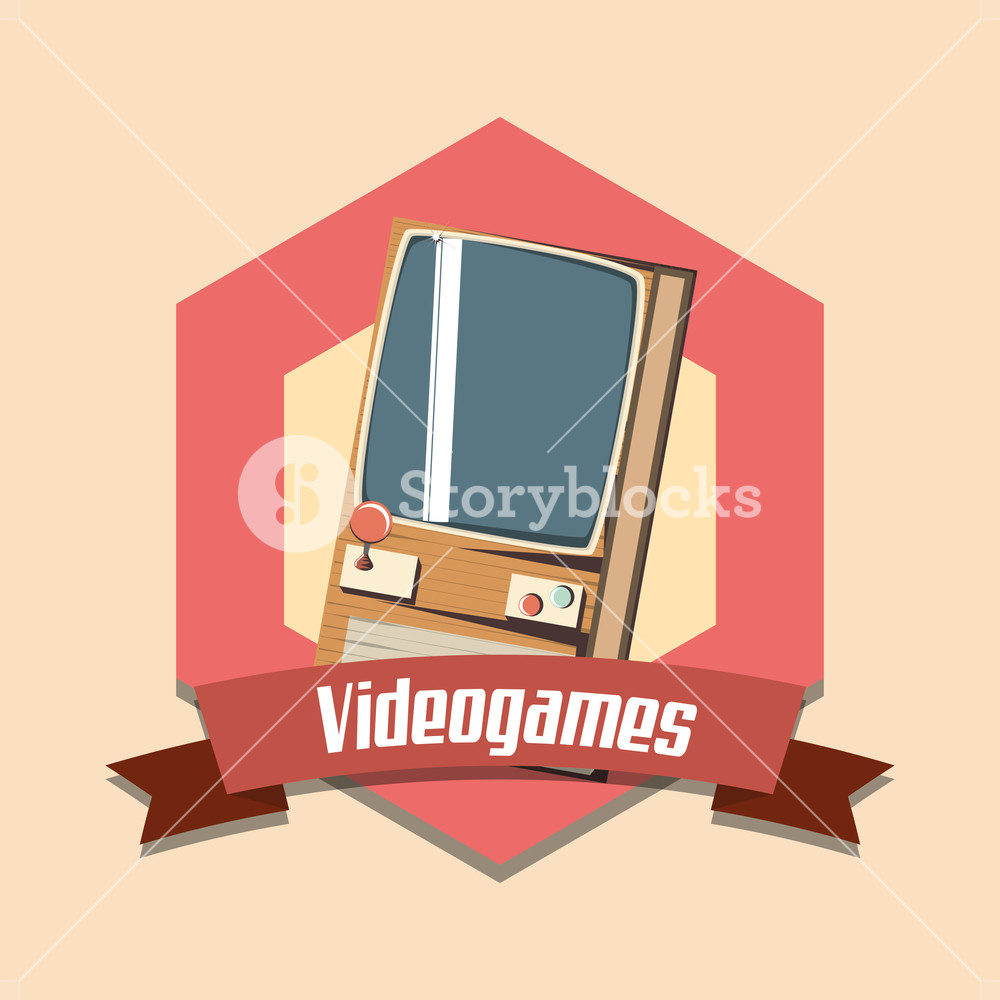 1000x1000 Vintage Videogames Emblem With Portable Videogame Icon Over Orange