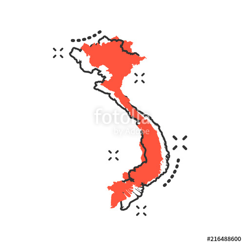 500x500 Vector Cartoon Vietnam Map Icon In Comic Style Vietnam Sign