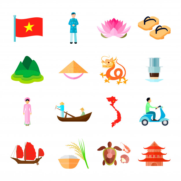 626x626 Vietnam Icons Set Vietnam Travel Vector Illustration Vietnam