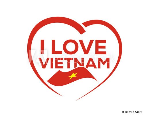500x400 I Love Vietnam With Outline Of Heart And Flag Of Vietnam, Icon