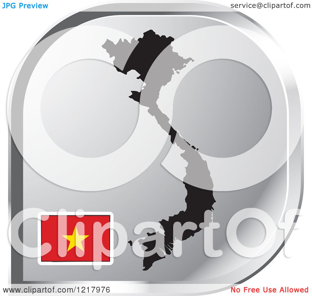 1080x1024 Clipart Of A Silver Vietnam Map And Flag Icon