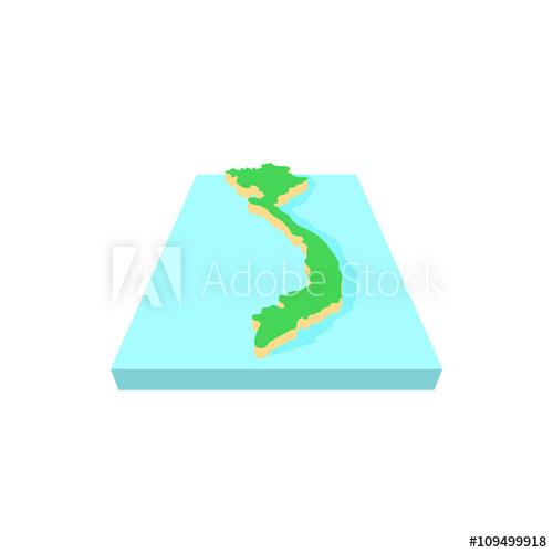 500x500 Vietnam Map Icon, Cartoon Style