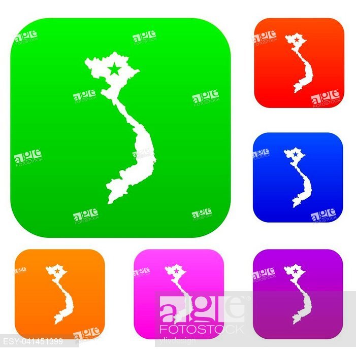 701x700 Vietnam Map Set Icon In Different Colors Isolated Illustration