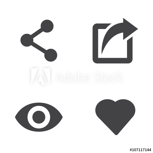 500x500 Vector Like Share View Icon Set Like Share View Icon Object, Like