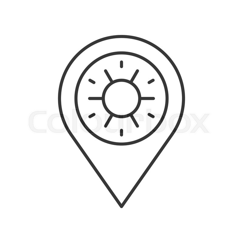 800x800 Pin And Sun Symbol, Viewpoint Of Sun Stock Vector Colourbox