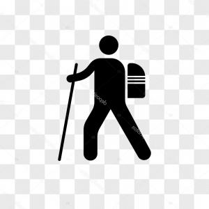 300x300 Editable Vector Silhouette Of A Male Hiker Standing At A Viewpoint