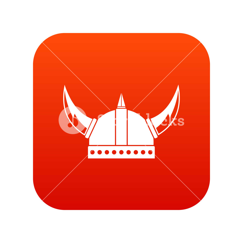 1000x1000 Viking Helmet Icon Digital Red For Any Design Isolated On White