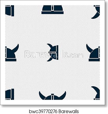 362x382 Viking Helmet Icon Sign Seamless Pattern With Geometric Texture