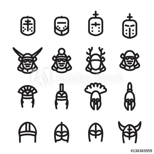 Helmets Icon Set Medieval, Samur Roman, Greek And Viking 500x500 Helmets Icon Set Medieval, Samur Roman, Greek And Viking