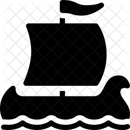 256x256 Viking Ship Icon Of Glyph Style