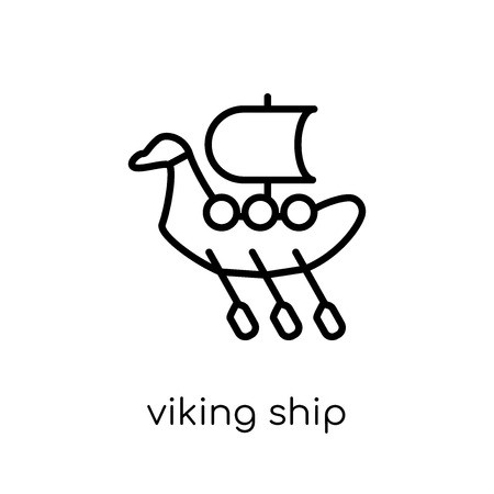 450x450 Viking Ship Icon Trendy Modern Flat Linear Vector Viking Ship