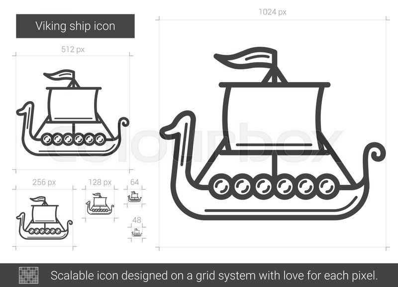 800x576 Viking Ship Vector Line Icon Isolated Stock Vector Colourbox