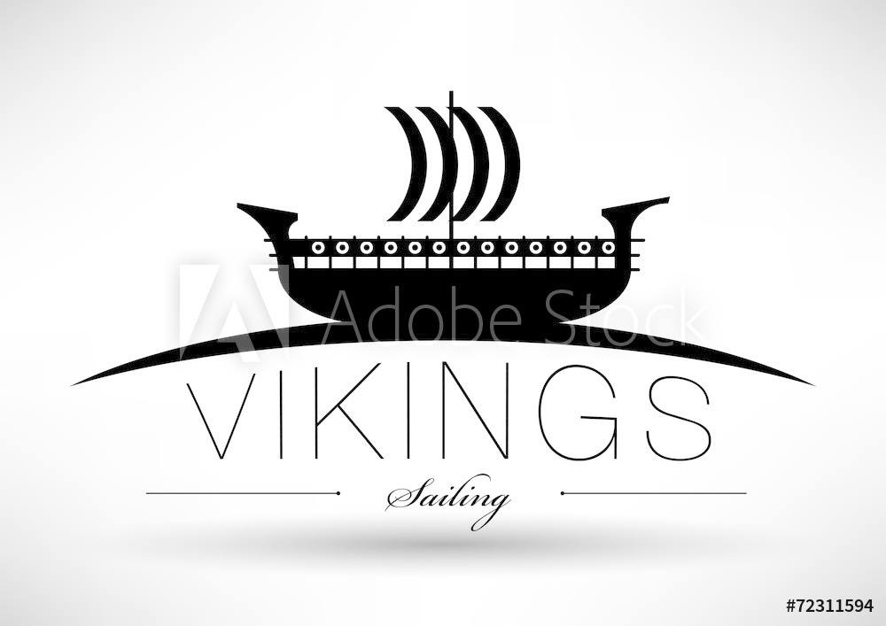 1000x707 Photo Art Print Viking Ship Icon With Typographic Design