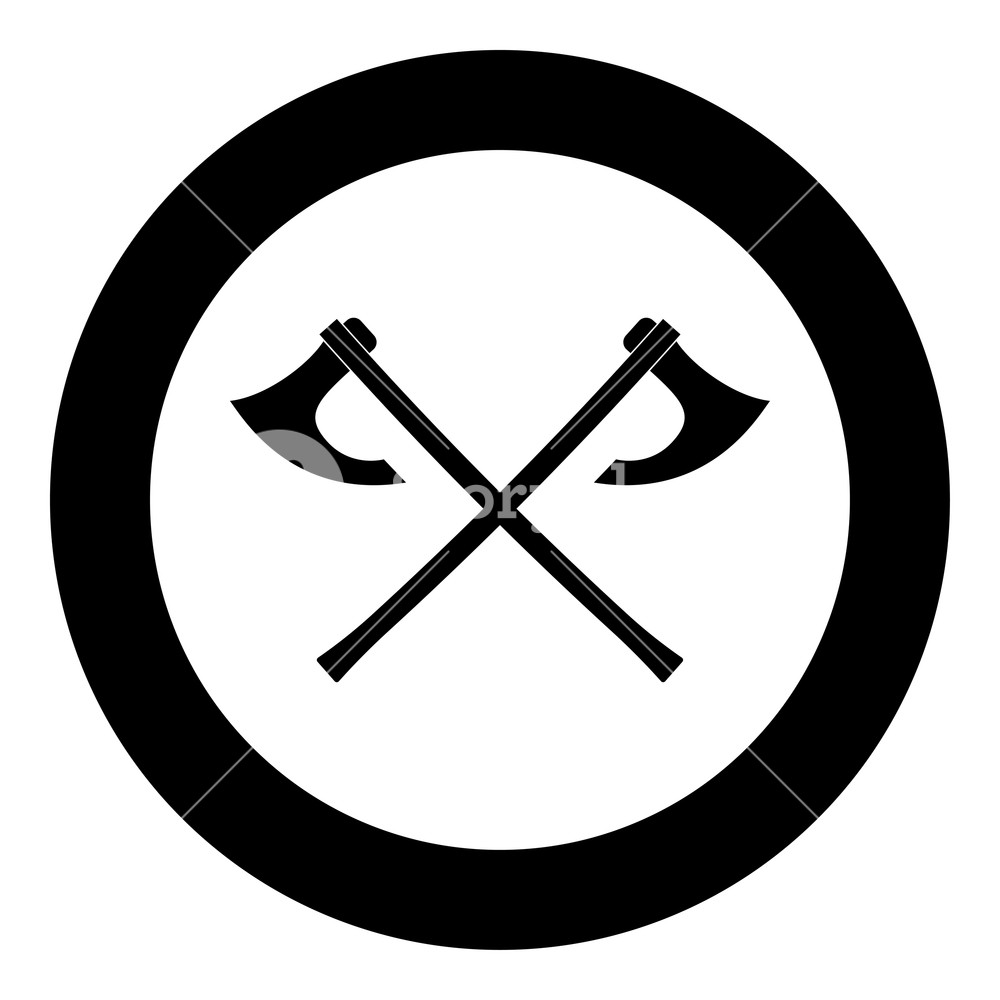 1000x1000 Two Battle Axes Vikings Icon Black Color Vector In Circle Round