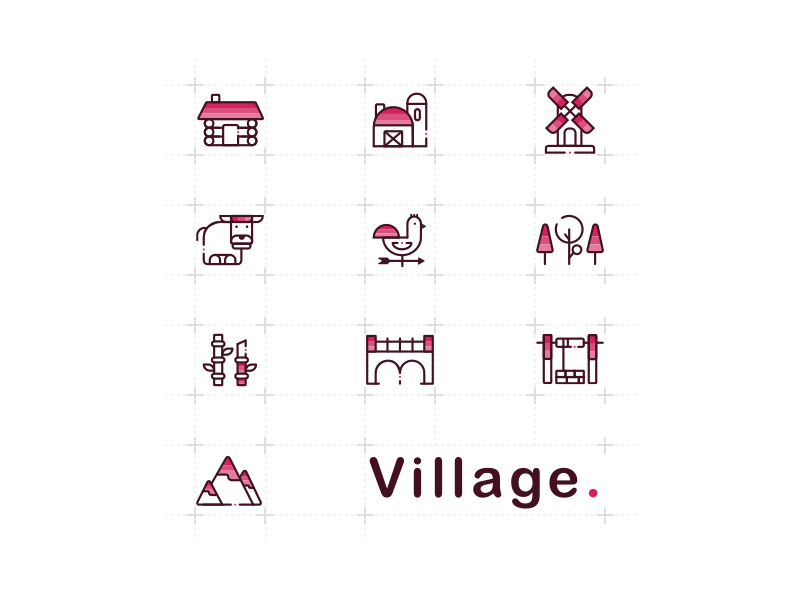 800x600 Village Icons Sketch Freebie