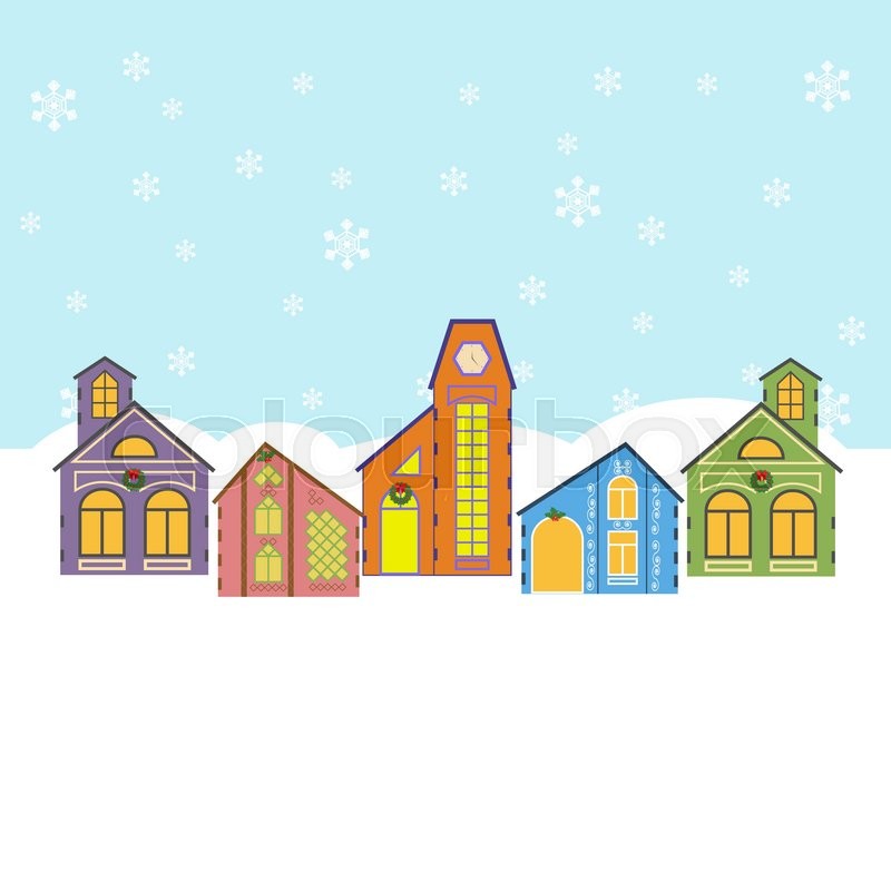 800x800 Christmas Village Icon On The Blue Stock Vector Colourbox