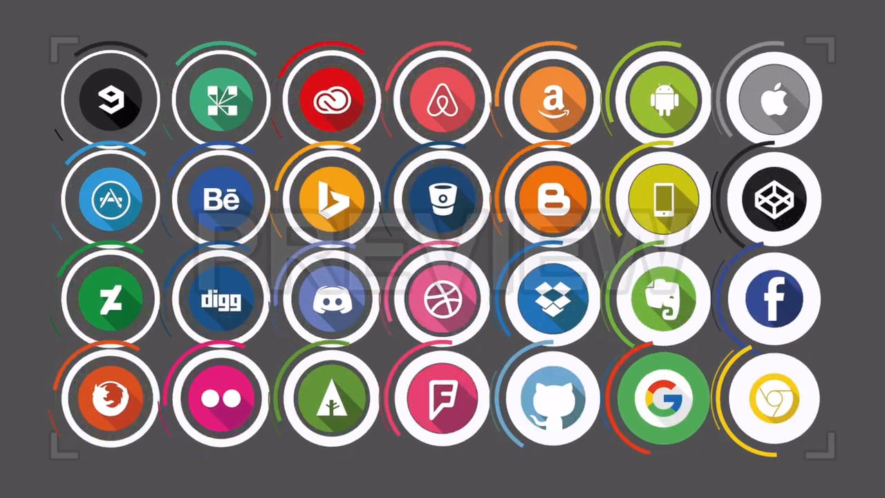 1280x720 Social Media Icons Pack Stock Motion Graphics On Vimeo