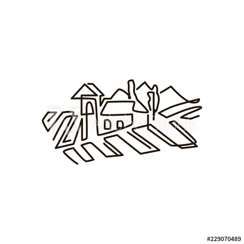 500x500 Vector Line Icon Vineyard Landscape One Line Drawing Isolated