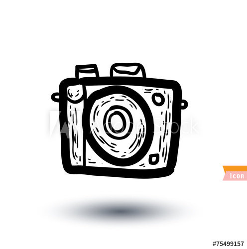 496x500 Vintage Camera Icon, Vector Illustration