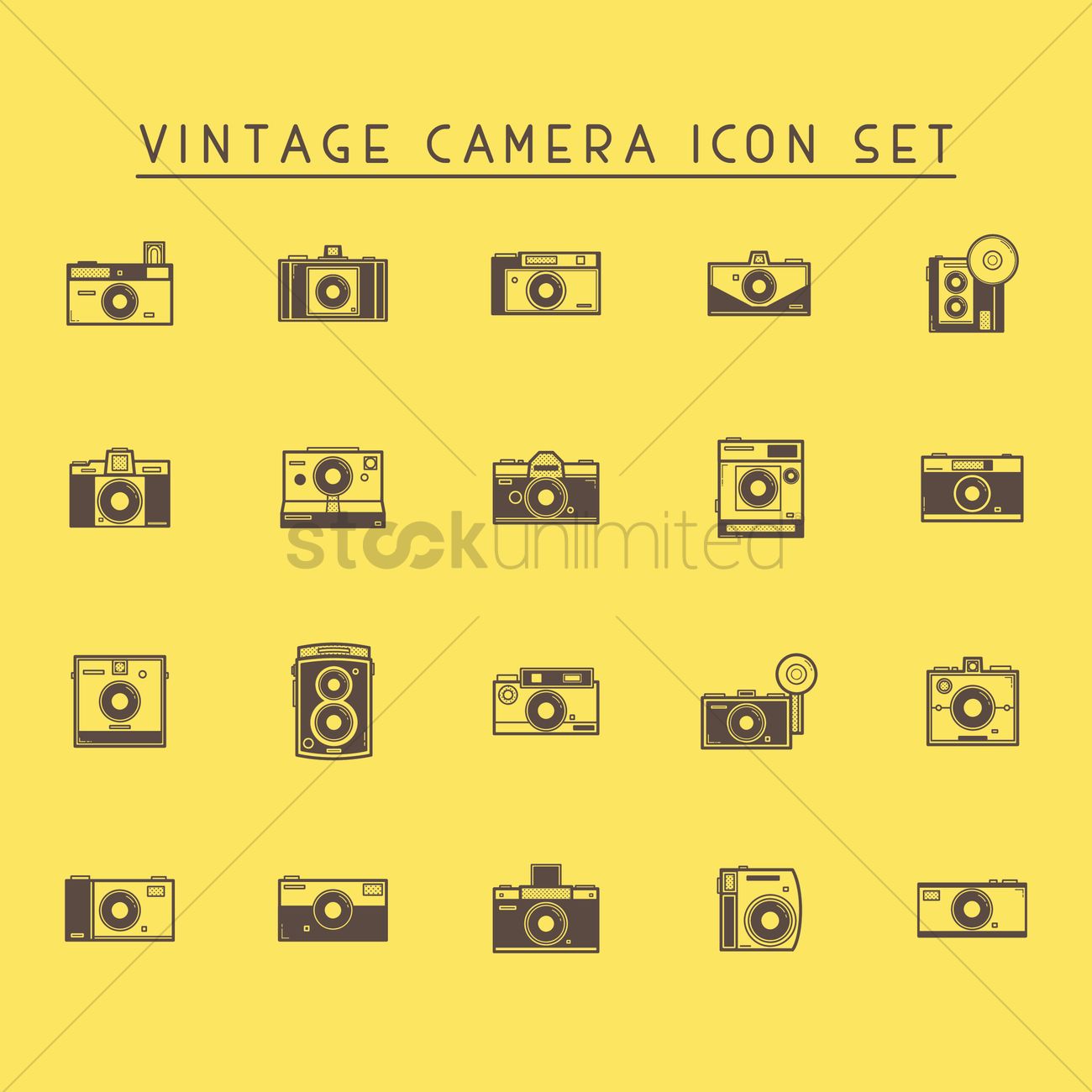 1300x1300 Vintage Camera Icon Set Vector Image