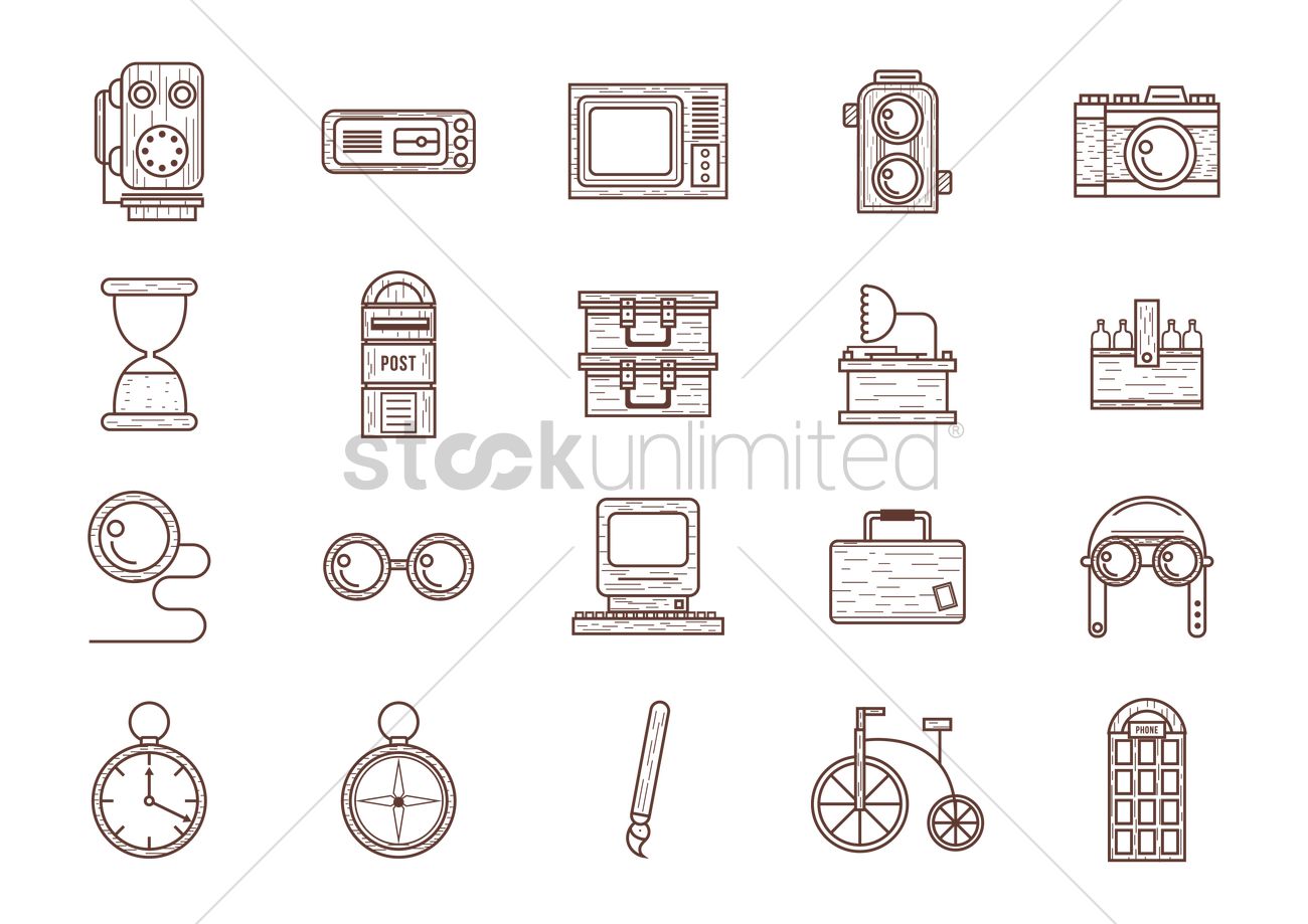 1300x919 Vintage Icon Set Vector Image