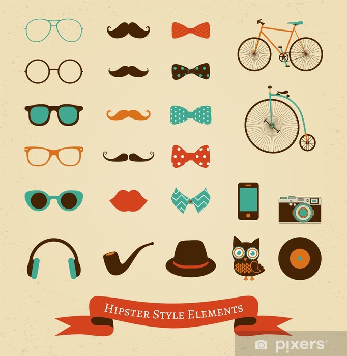 682x700 Hipster Retro Vintage Icon Set Sticker