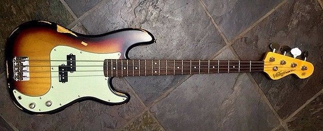 629x255 New Vintage Icon Distressed Sunset Sunburst Electric Bass