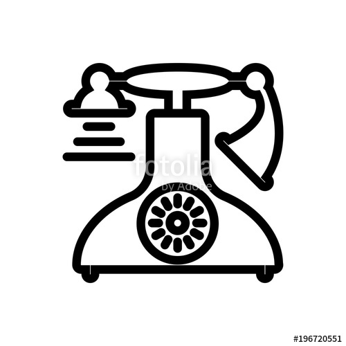 500x500 Ringing Retro Telephone Outlined Vector Icon, Vintage Phone Symbol