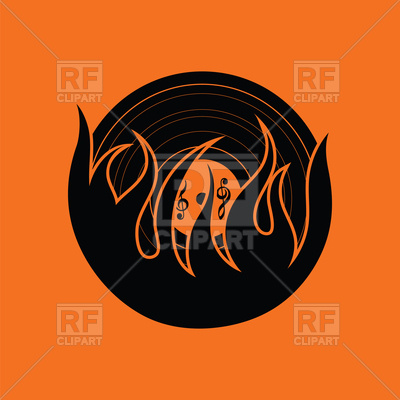 400x400 Flame Vinyl Icon On Orange Background Vector Image Of Music