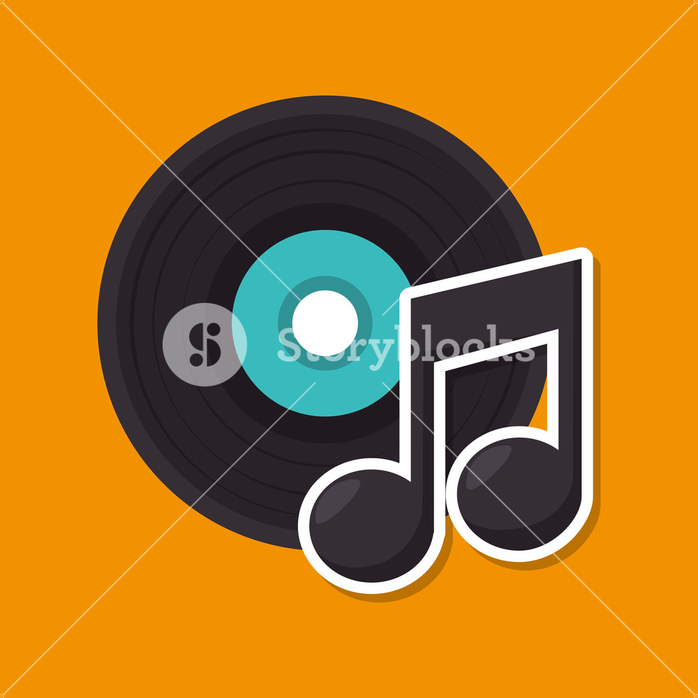 1000x1000 Music Retro Vinyl Icon Vector Illustration Design Royalty Free