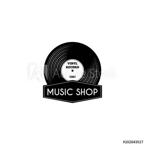 500x500 Vinyl Record Icon Music Shop Logo Label Emblem Retro Vinyl