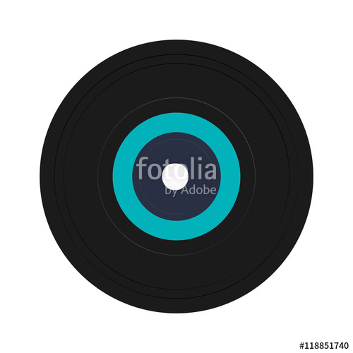500x500 Flat Design Vinyl Record Icon Vector Illustration Stock Image