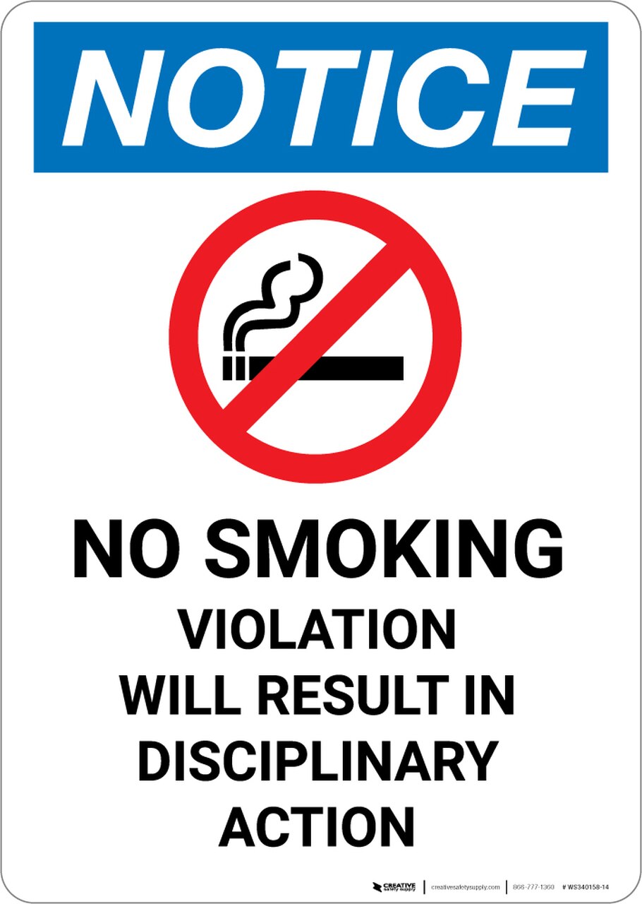 910x1280 Notice No Smoking Violation Will Result In Disciplinary Action