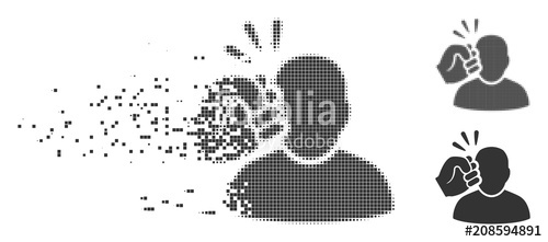 500x221 Gray Vector Crime Violation Fist Strike Icon In Fractured, Dotted