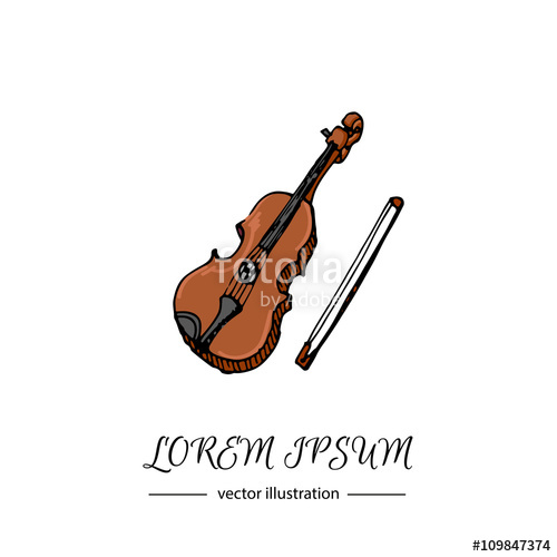 500x500 Hand Drawn Doodle Violn Vector Illustration Musical