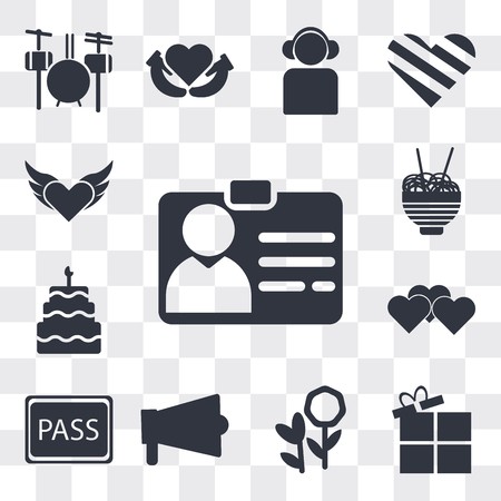 450x450 Set Of Simple Editable Icons Such As Identification Pass, Open