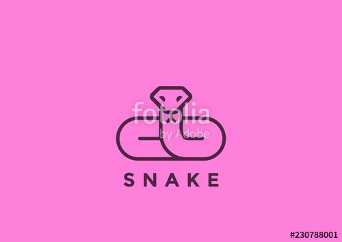 500x354 Snake Logo Silhouette Vector Design Linear Geometric Viper Icon
