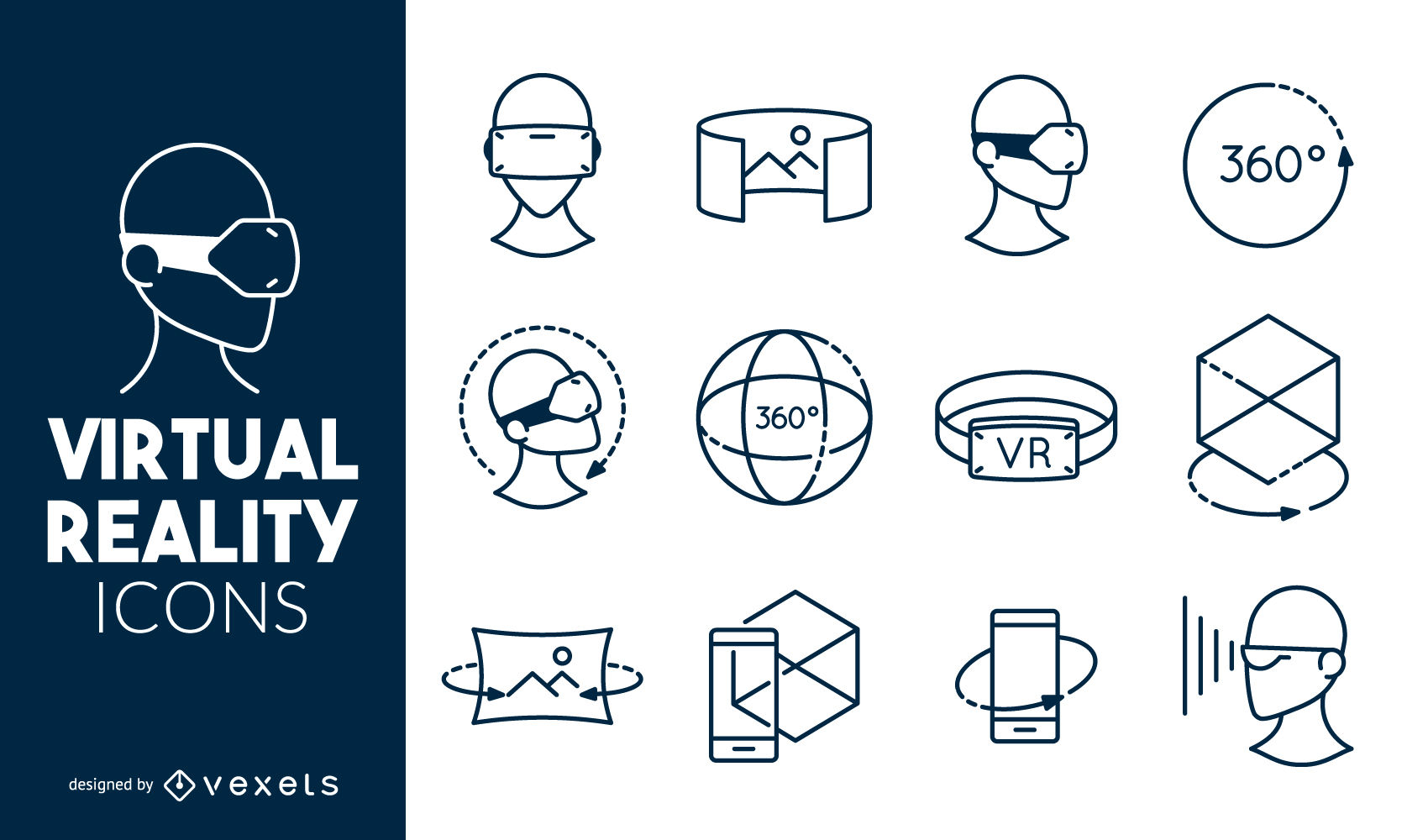 1700x1000 Virtual Reality Icons Set