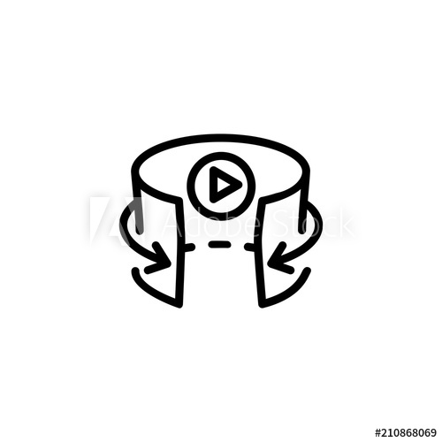 500x500 Panoramic Video Line Icon Panorama, Arrow, Play, Vr Virtual