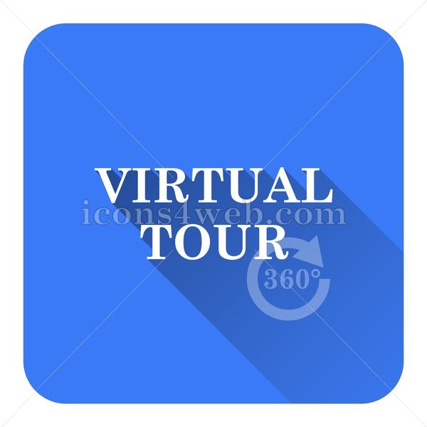 600x600 Virtual Tour Flat Icon With Long Shadow Vector