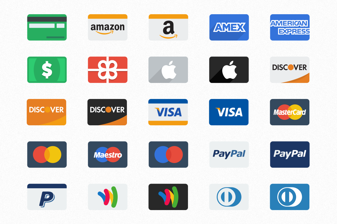 1160x772 Flat Credit Card Icons